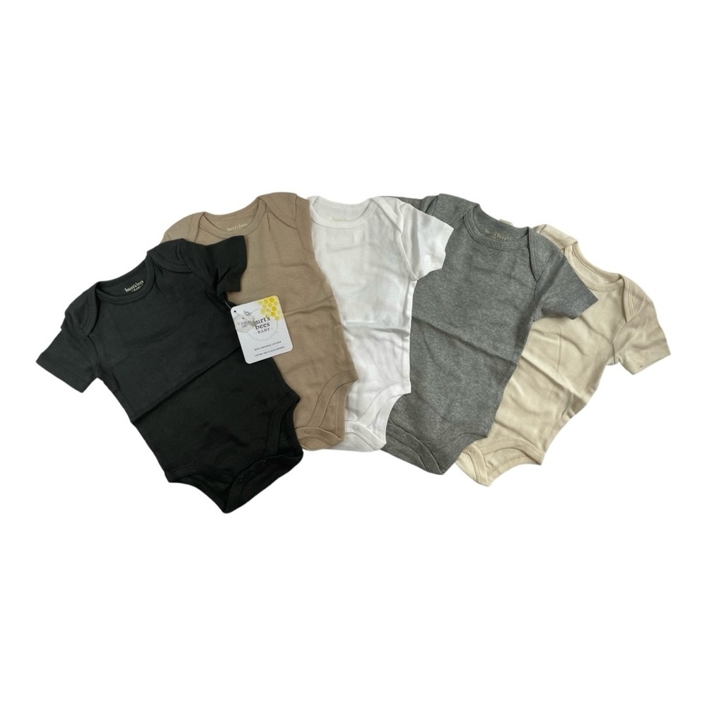 Burt's Bees Baby Onsies 5-PACK 100% Organic Cotton Size 3-6 Months NWT
